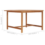 Table de jardin 150x150x75 cm Bois de teck solide