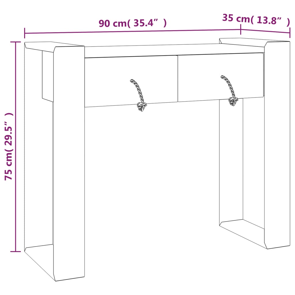 Table console 90x35x75 cm Bois de teck solide