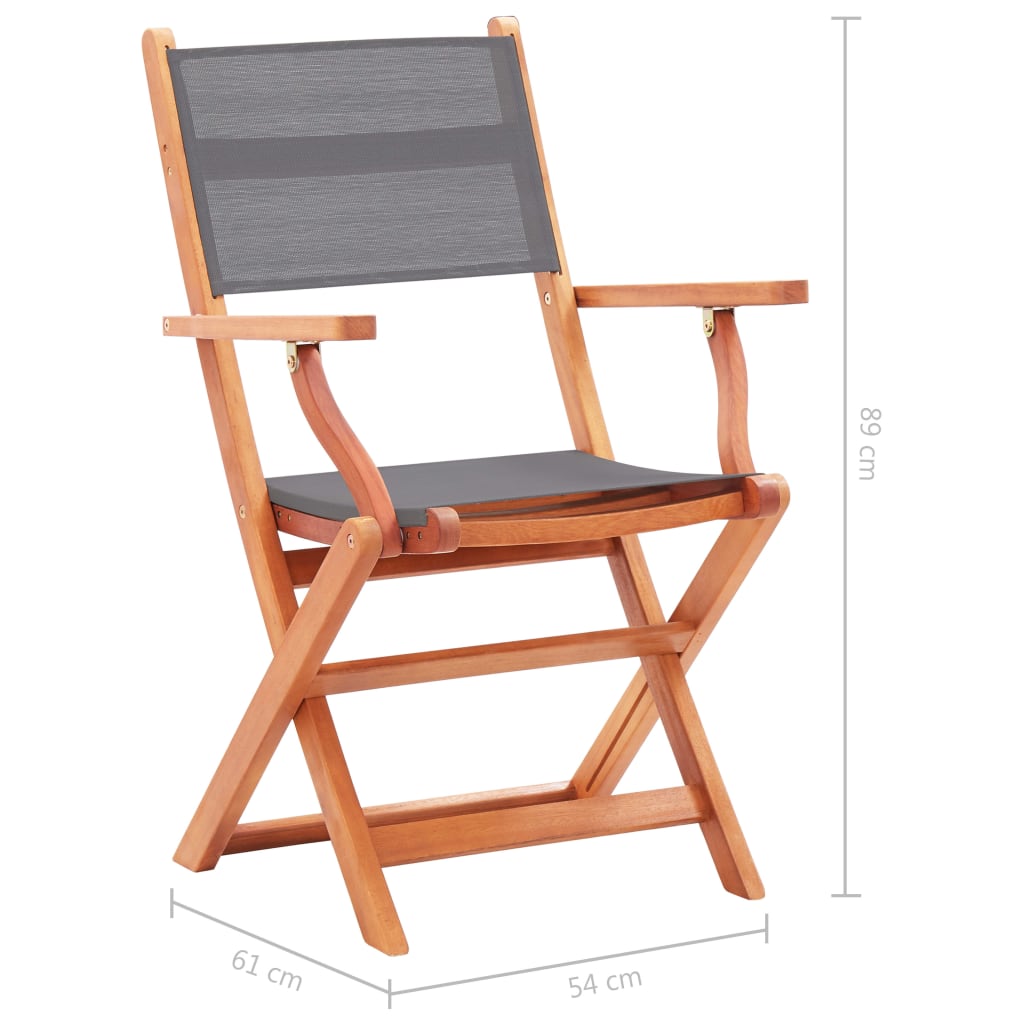 Chaises pliables de jardin lot de 2 Gris Eucalyptus textilène