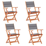 Chaises pliables de jardin lot de 4 Gris Eucalyptus textilène