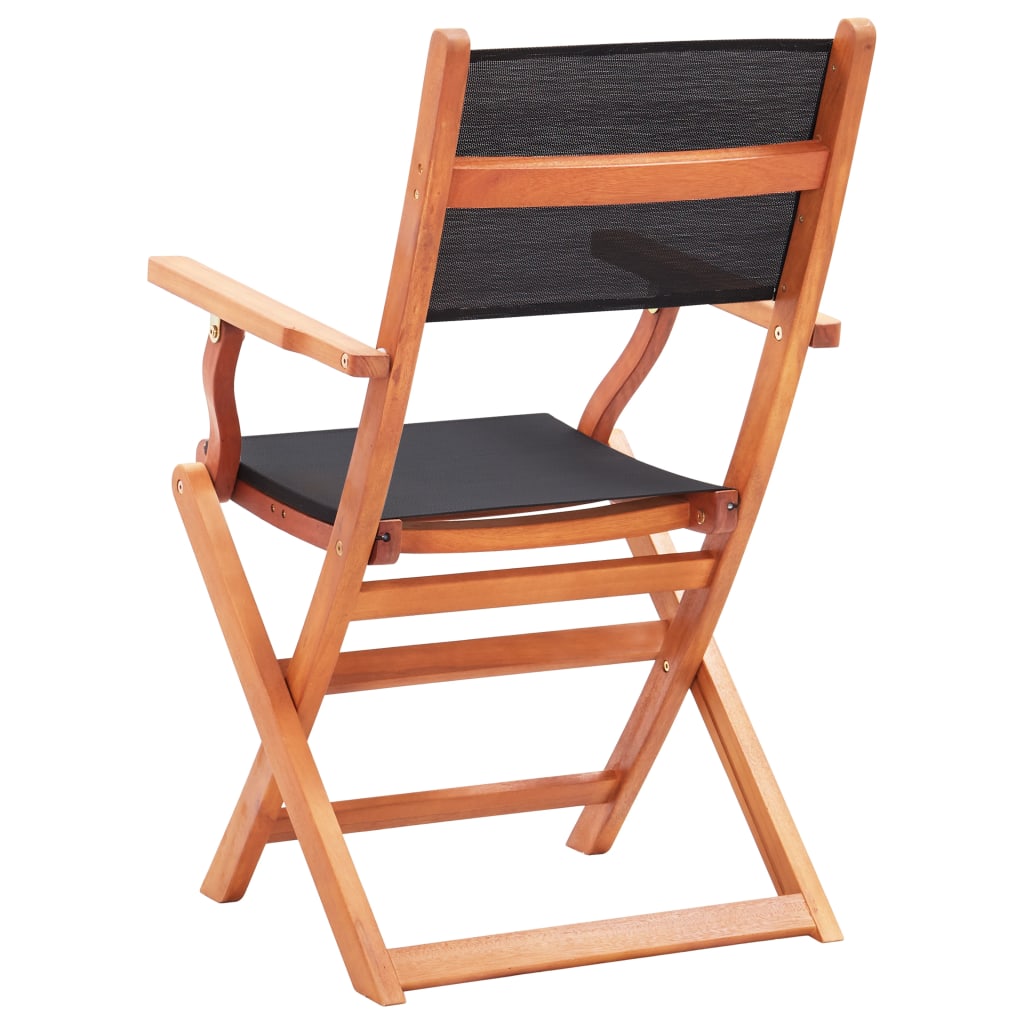 Chaises pliables de jardin lot de 2 Noir Eucalyptus textilène