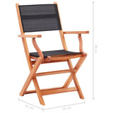 Chaises pliables de jardin lot de 2 Noir Eucalyptus textilène