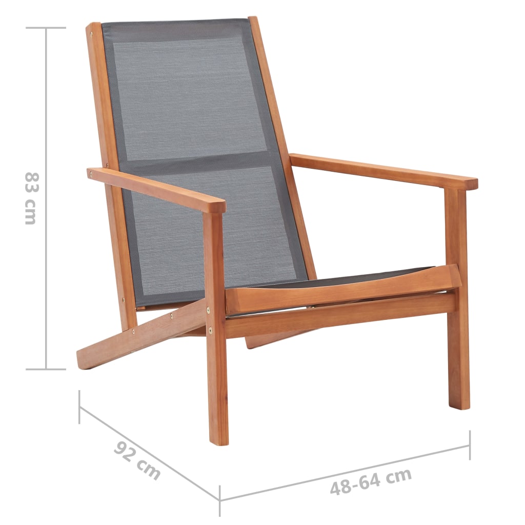 Chaise de jardin Gris Bois d'eucalyptus solide et textilène