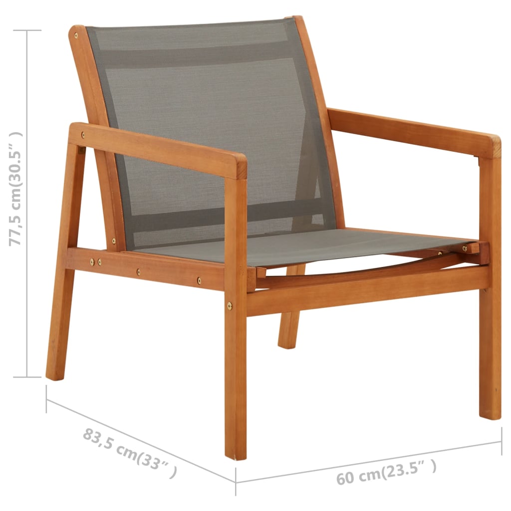 Eucalyptus Grey and Textilene Garden Chair and Footrest