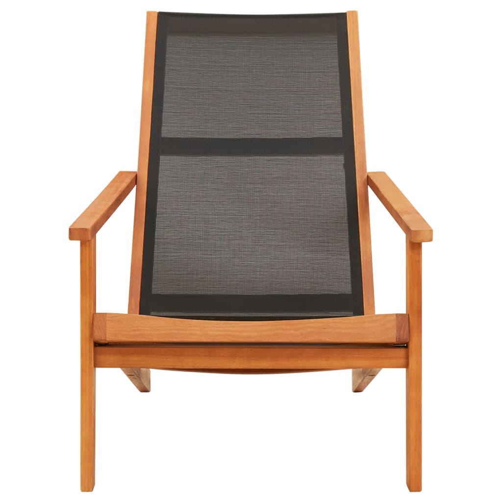 Chaise de jardin Noir Bois d'eucalyptus solide et textilène