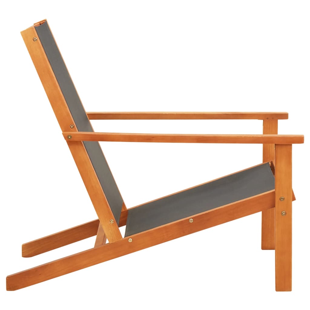 Chaise de jardin Noir Bois d'eucalyptus solide et textilène