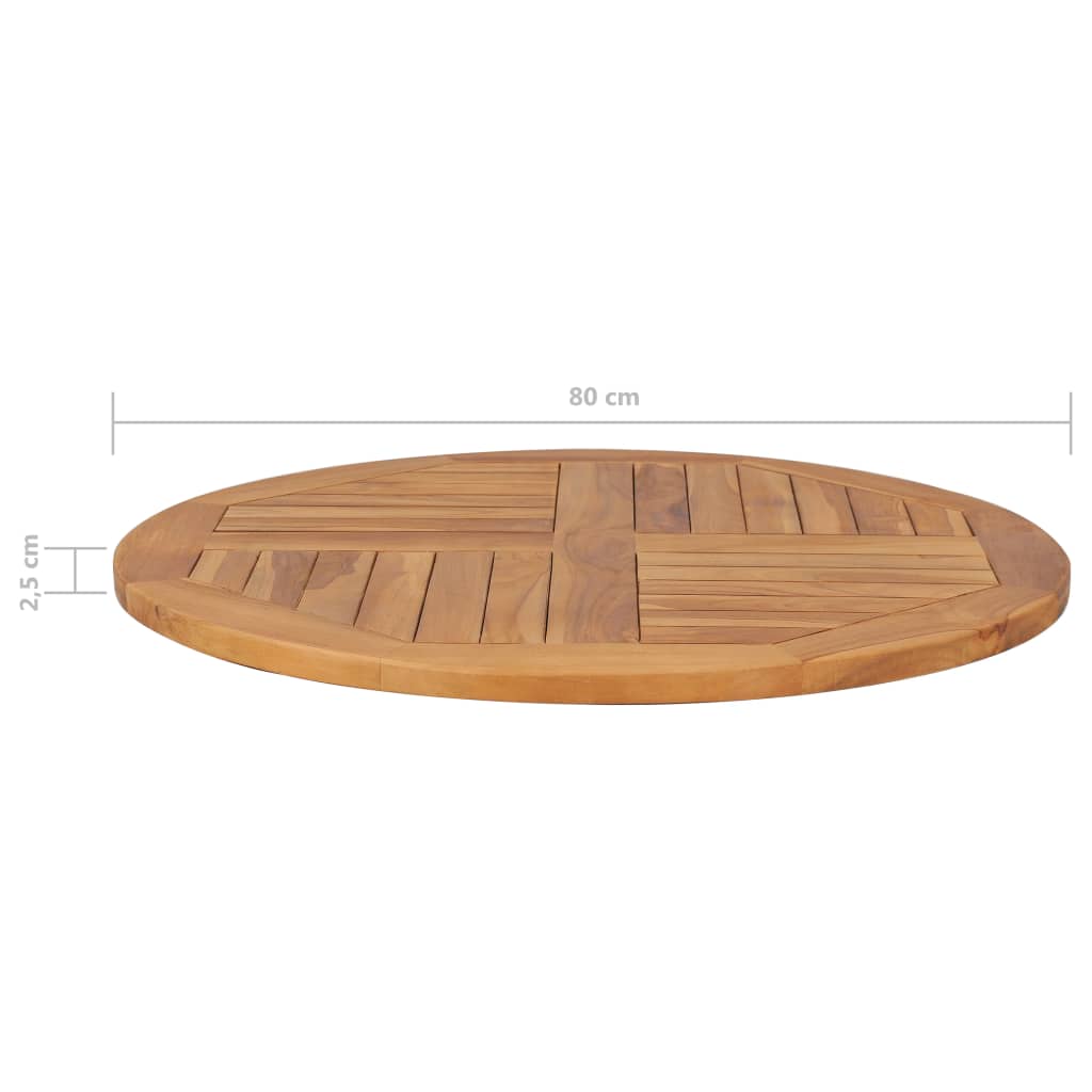 Table Top Solid Teak Wood Round 2.5cm 80cm