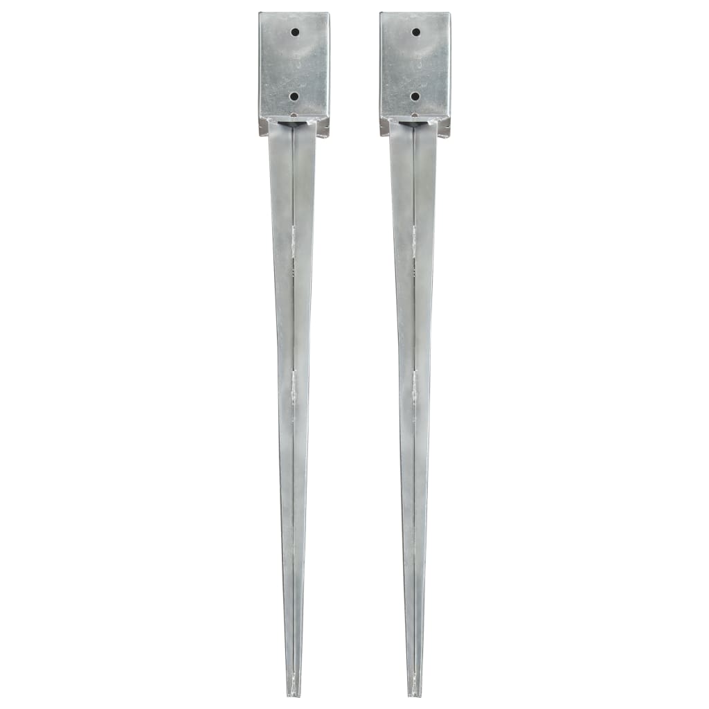 Ground stakes 2 pcs Silver 9x9x90 cm Galvanized steel