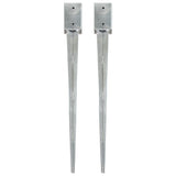 Ground stakes 2 pcs Silver 9x9x90 cm Galvanized steel