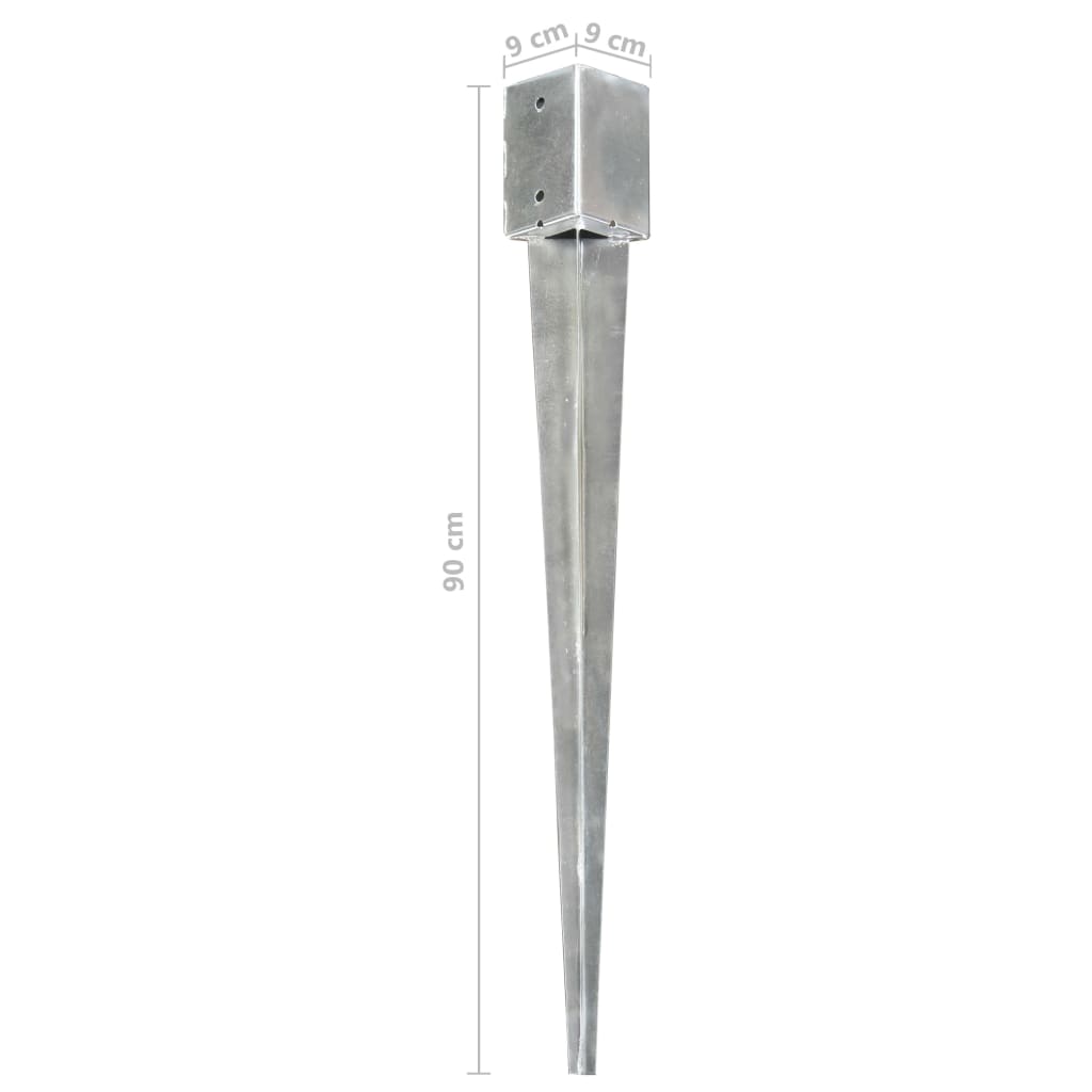 Ground stakes 2 pcs Silver 9x9x90 cm Galvanized steel