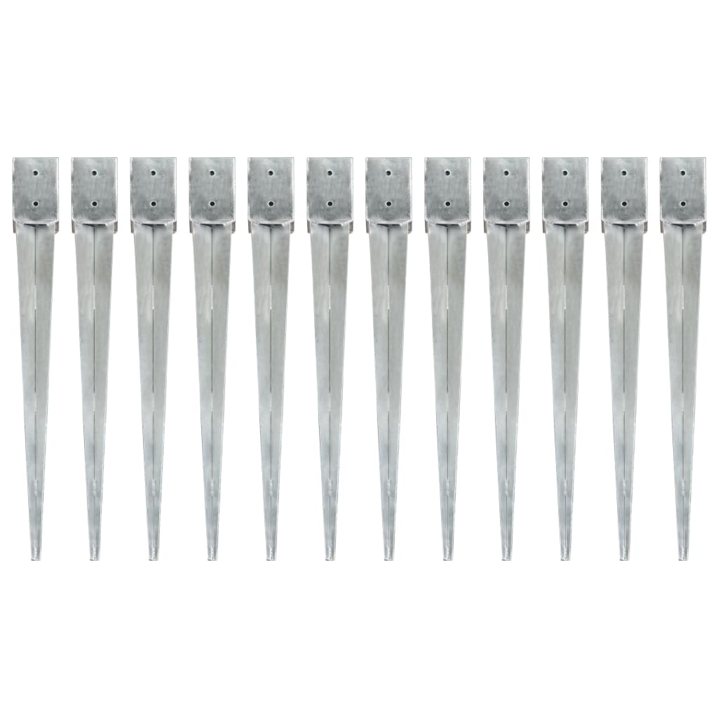 Ground stakes 12 pcs Silver 10x10x91 cm Galvanized steel