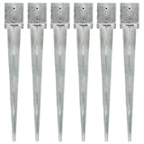 Ground stakes 6 pcs Silver 12x12x89 cm Galvanized steel