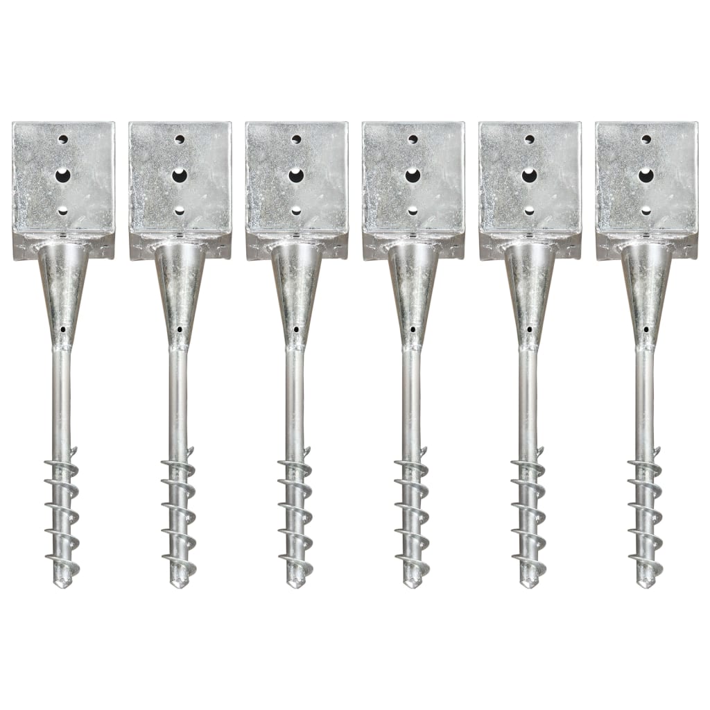 Ground stakes 6 pcs Silver 12x12x56 cm Galvanized steel