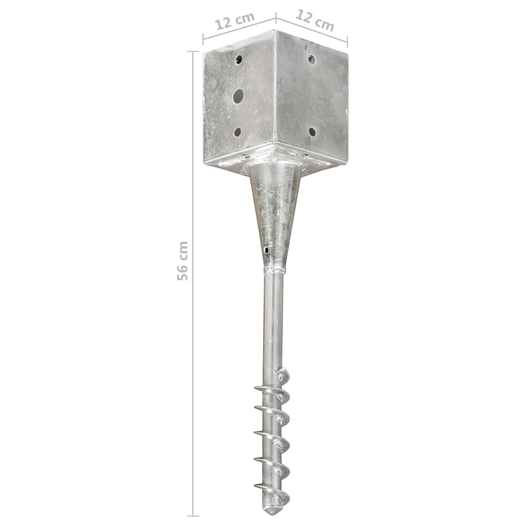 Ground stakes 6 pcs Silver 12x12x56 cm Galvanized steel