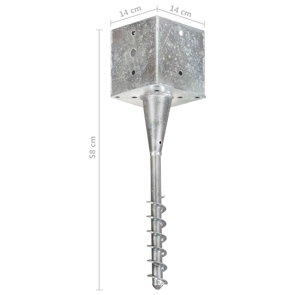 Ground stakes 6 pcs Silver 14x14x58 cm Galvanized steel