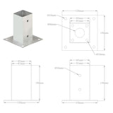 Pfostenanker 4 Stück. Verzinktes Metall 81 mm