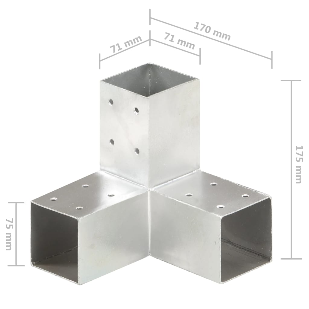 Connecteur de poteau Forme en Y Métal galvanisé 71x71 mm