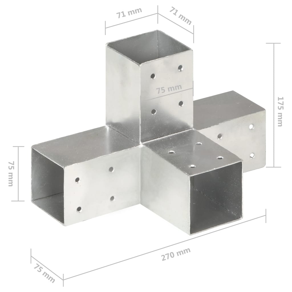 Connecteur de poteau Forme en X Métal galvanisé 71x71 mm