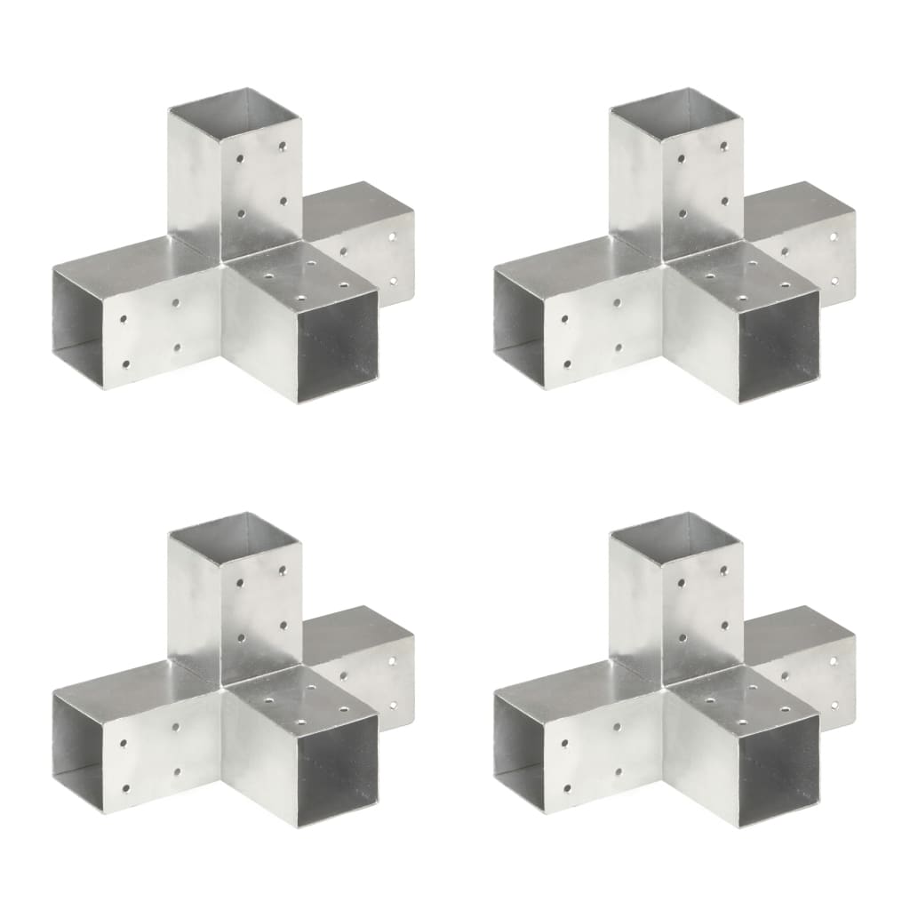 Post Connectors 4 pcs X Shape Galvanized Metal 71x71 mm