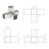 Post Connectors 4 pcs X Shape Galvanized Metal 71x71 mm