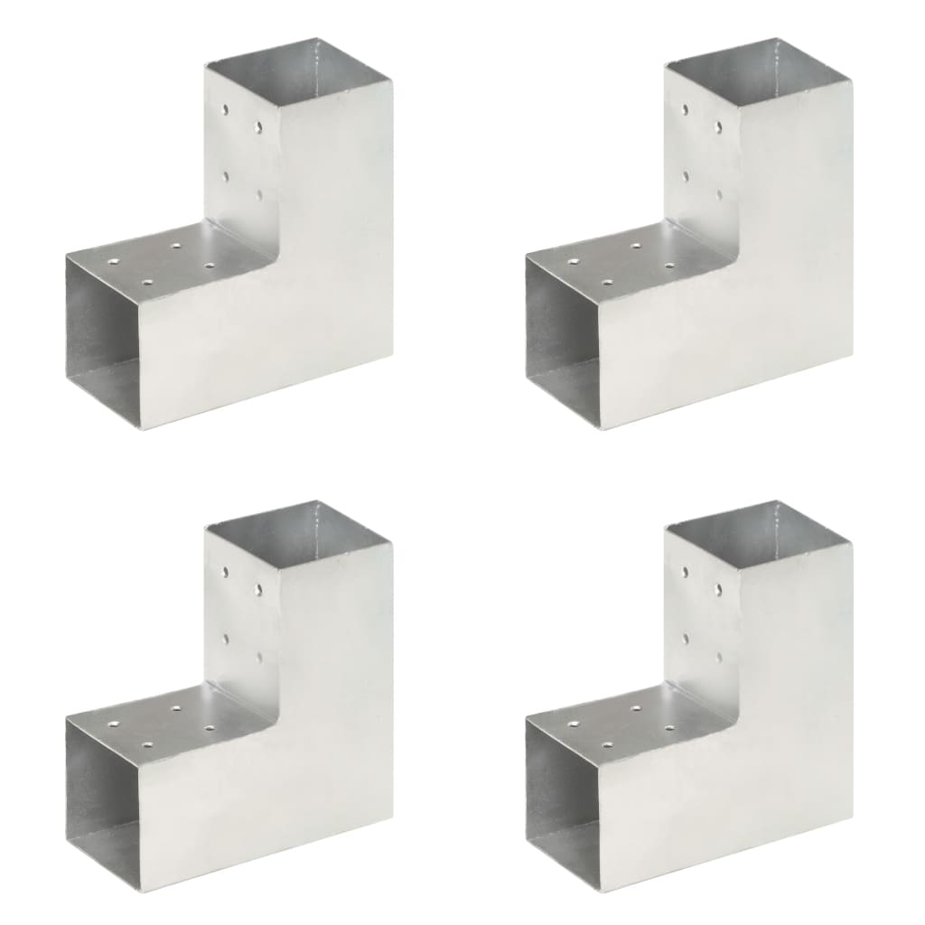 Post Connectors 4 pcs L Shape Galvanized Metal 81x81 mm