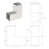 Post Connectors 4 pcs L Shape Galvanized Metal 81x81 mm