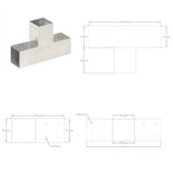 Connecteur de poteau Forme en T Métal galvanisé 81x81 mm