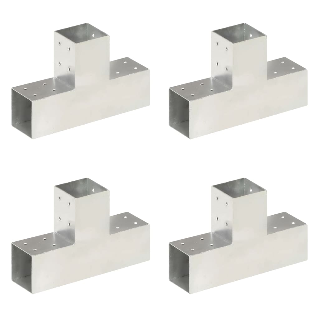 Connecteurs de poteau 4 pcs Forme en T Métal galvanisé 81x81 mm