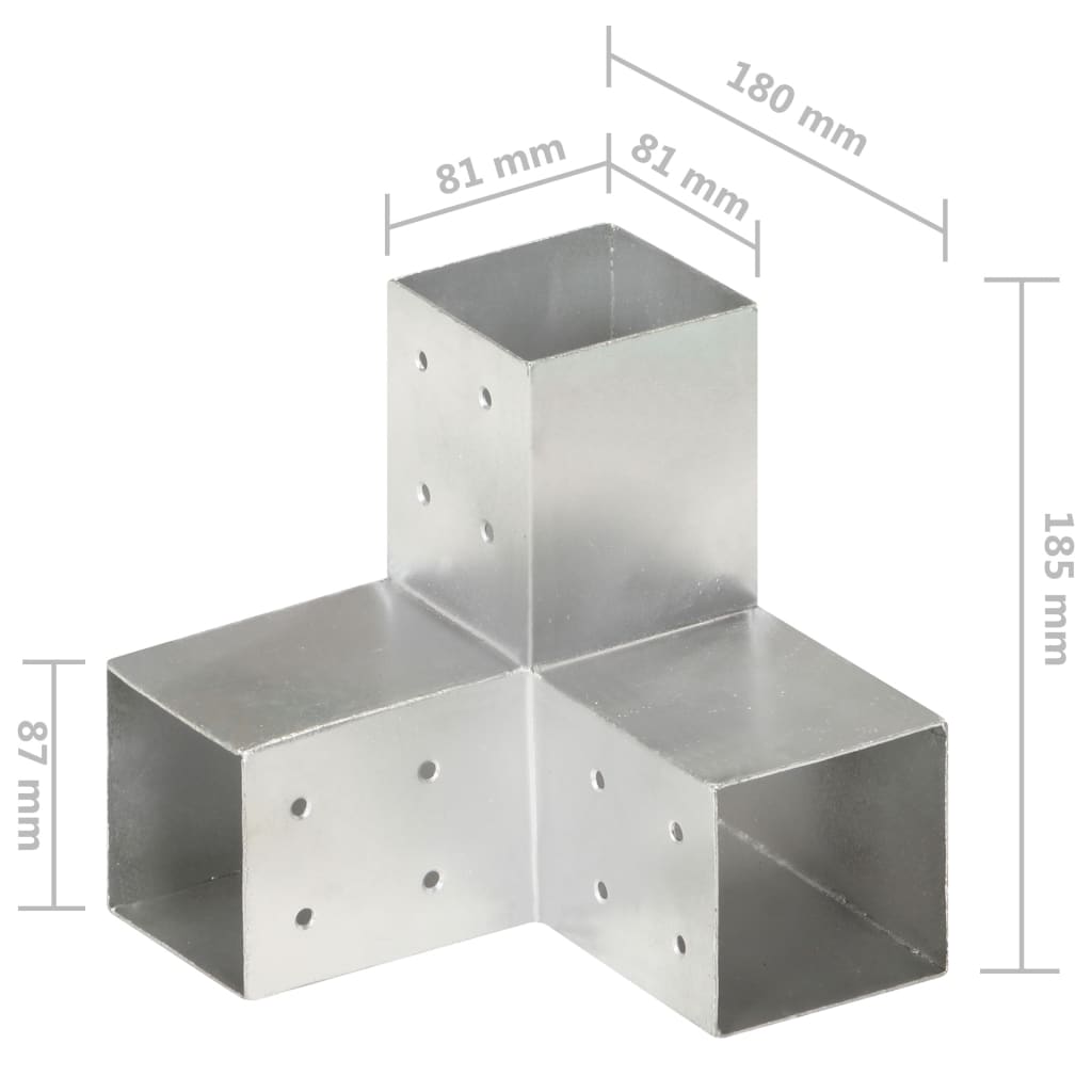 Post Connectors 4 pcs Y Shape Galvanized Metal 81x81 mm