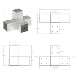 X-Shape Post Connector Galvanized Metal 81x81 mm