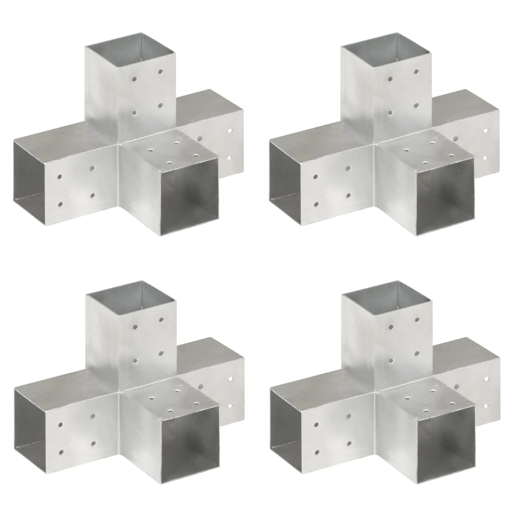 Post Connectors 4 pcs X Shape Galvanized Metal 81x81 mm