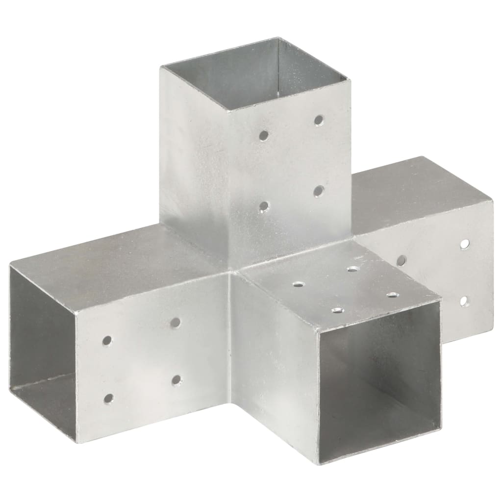 Post Connectors 4 pcs X Shape Galvanized Metal 81x81 mm