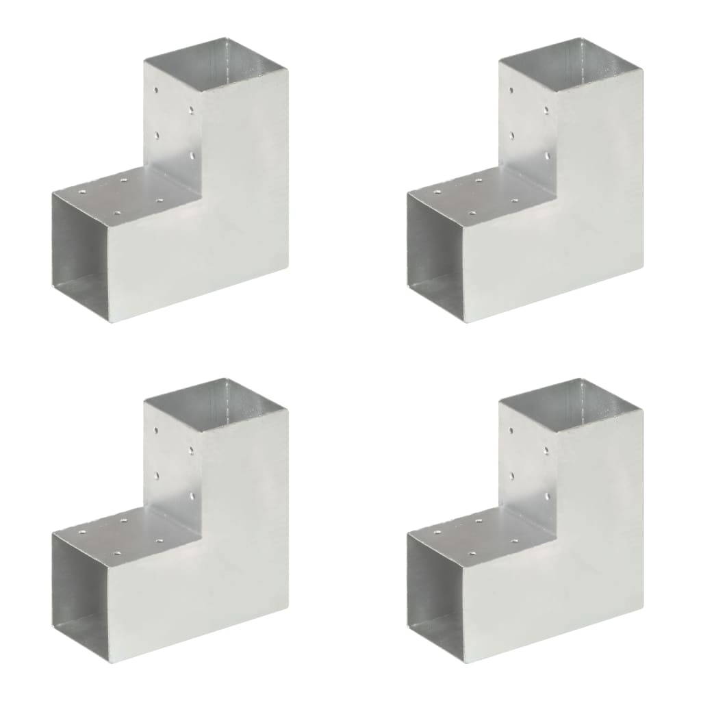 Connecteurs de poteau 4 pcs Forme en L Métal galvanisé 91x91 mm