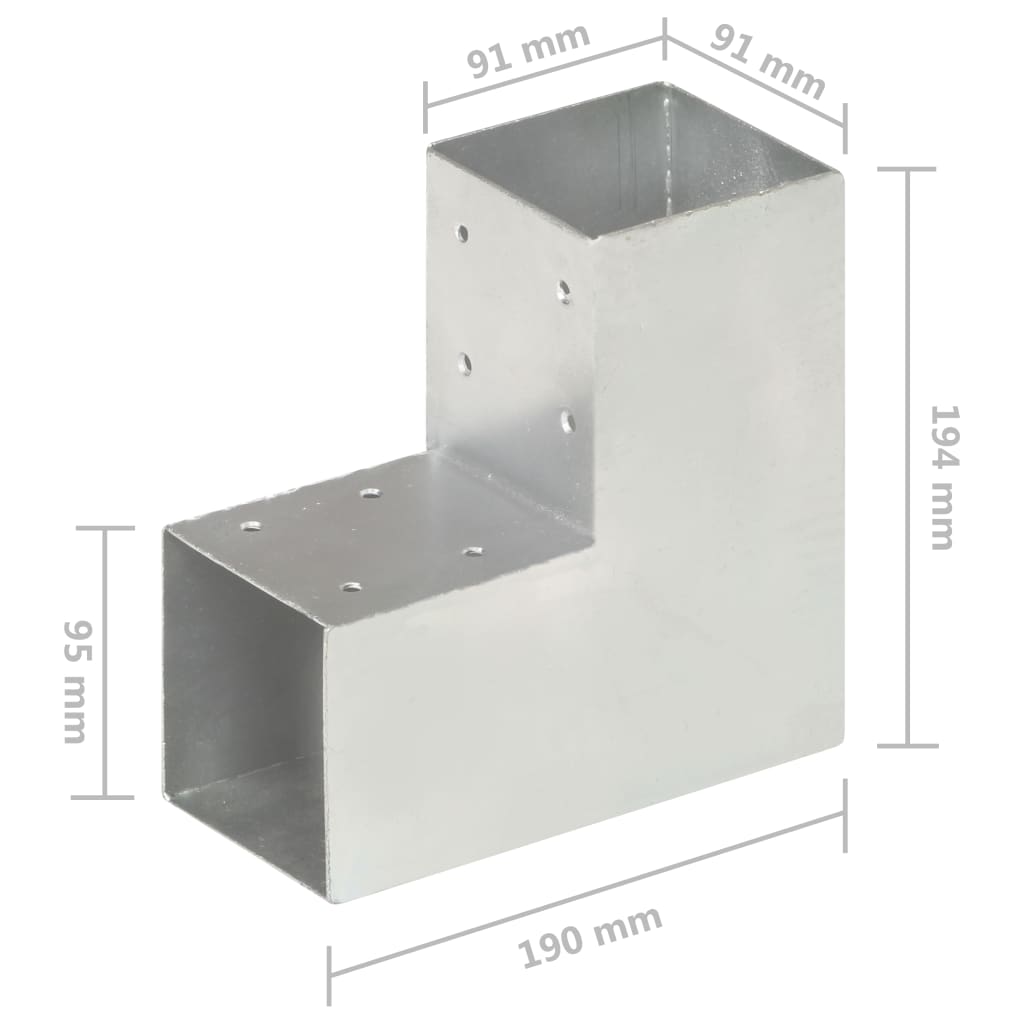 Connecteurs de poteau 4 pcs Forme en L Métal galvanisé 91x91 mm