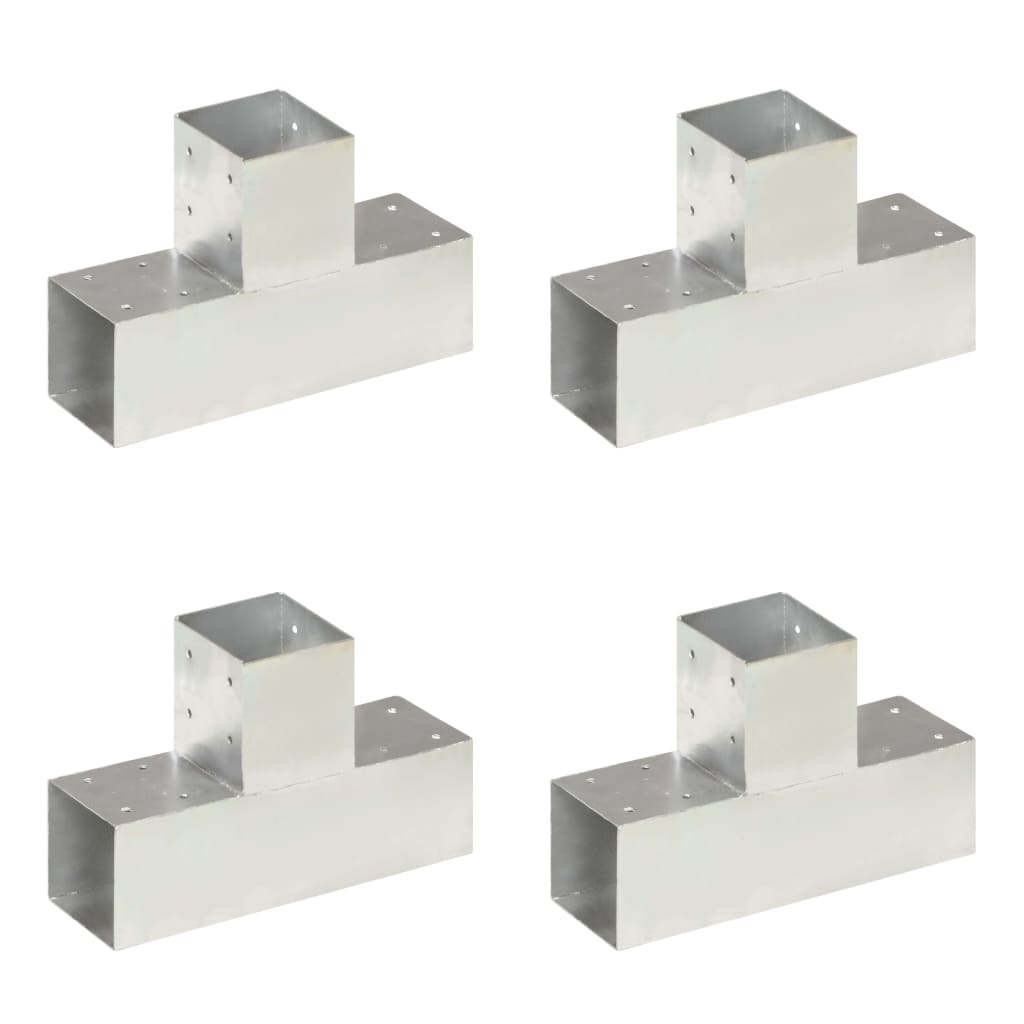 Post Connectors 4 pcs T Shape Galvanized Metal 91x91 mm