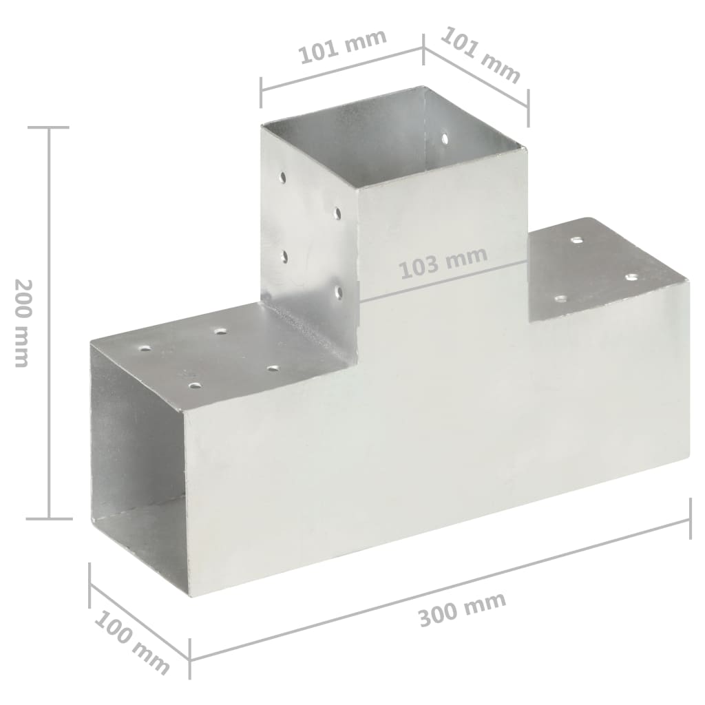 Pfostenverbinder T-Form. Verzinktes Metall 101x101 mm