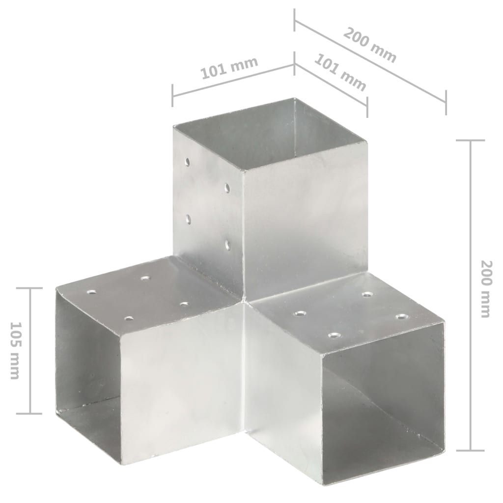 Connecteurs de poteau 4pcs Forme en Y Métal galvanisé 101x101mm