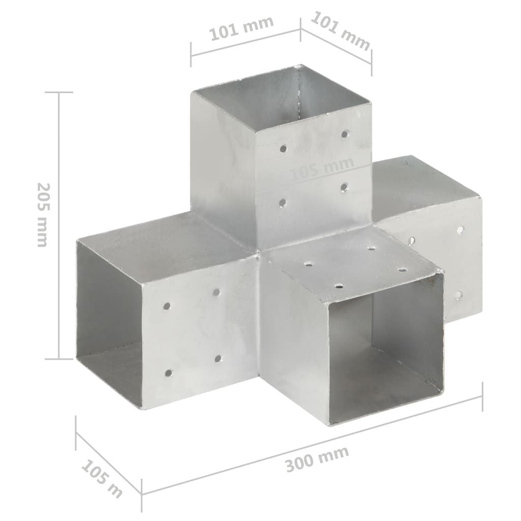 X-Shape Post Connector Galvanized Metal 101x101 mm