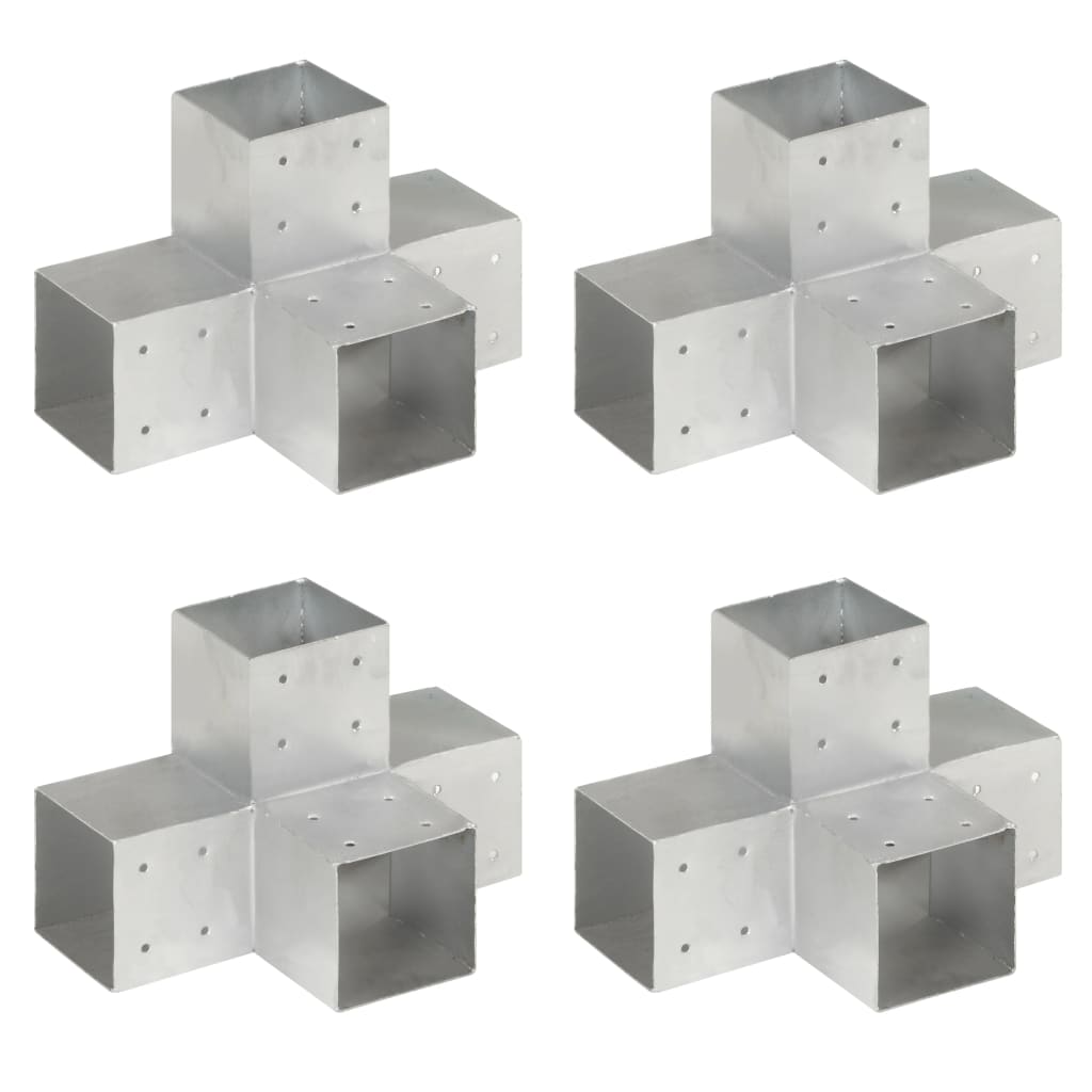 4pcs X Shape Post Connectors Galvanized Metal 101x101mm