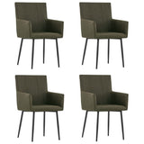 Chaises à manger avec accoudoirs lot de 4 marron tissu