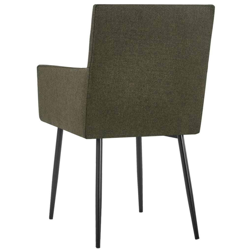 Chaises à manger avec accoudoirs lot de 4 marron tissu