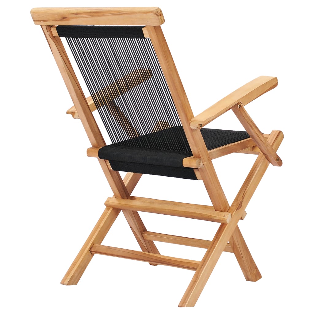 Chaises pliables de jardin lot de 2 Bois teck solide et corde