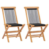 Chaises pliables de jardin lot de 2 Bois teck solide et corde