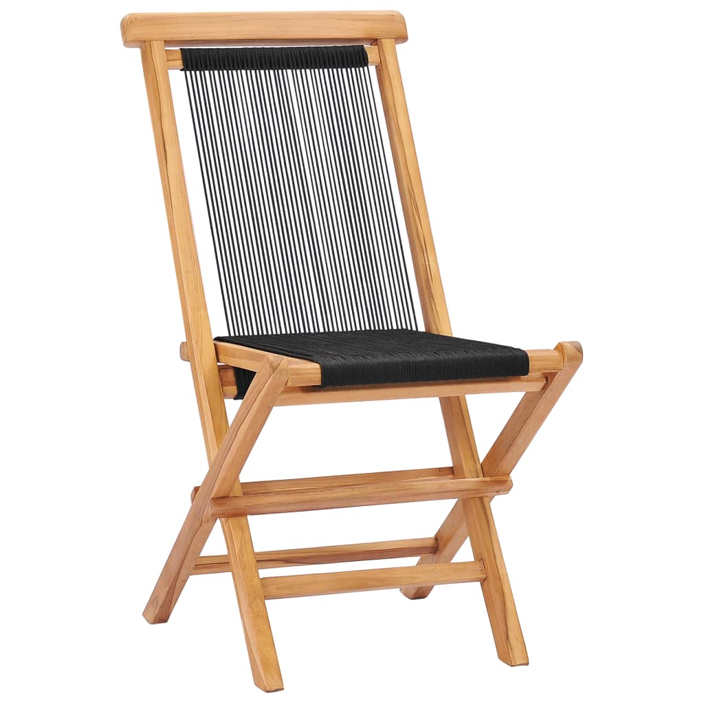 Chaises pliables de jardin lot de 2 Bois teck solide et corde