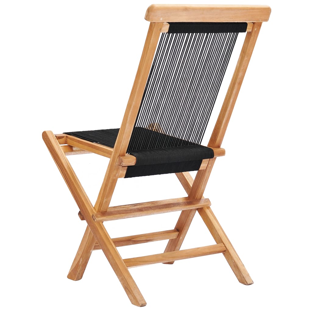 Chaises pliables de jardin lot de 2 Bois teck solide et corde