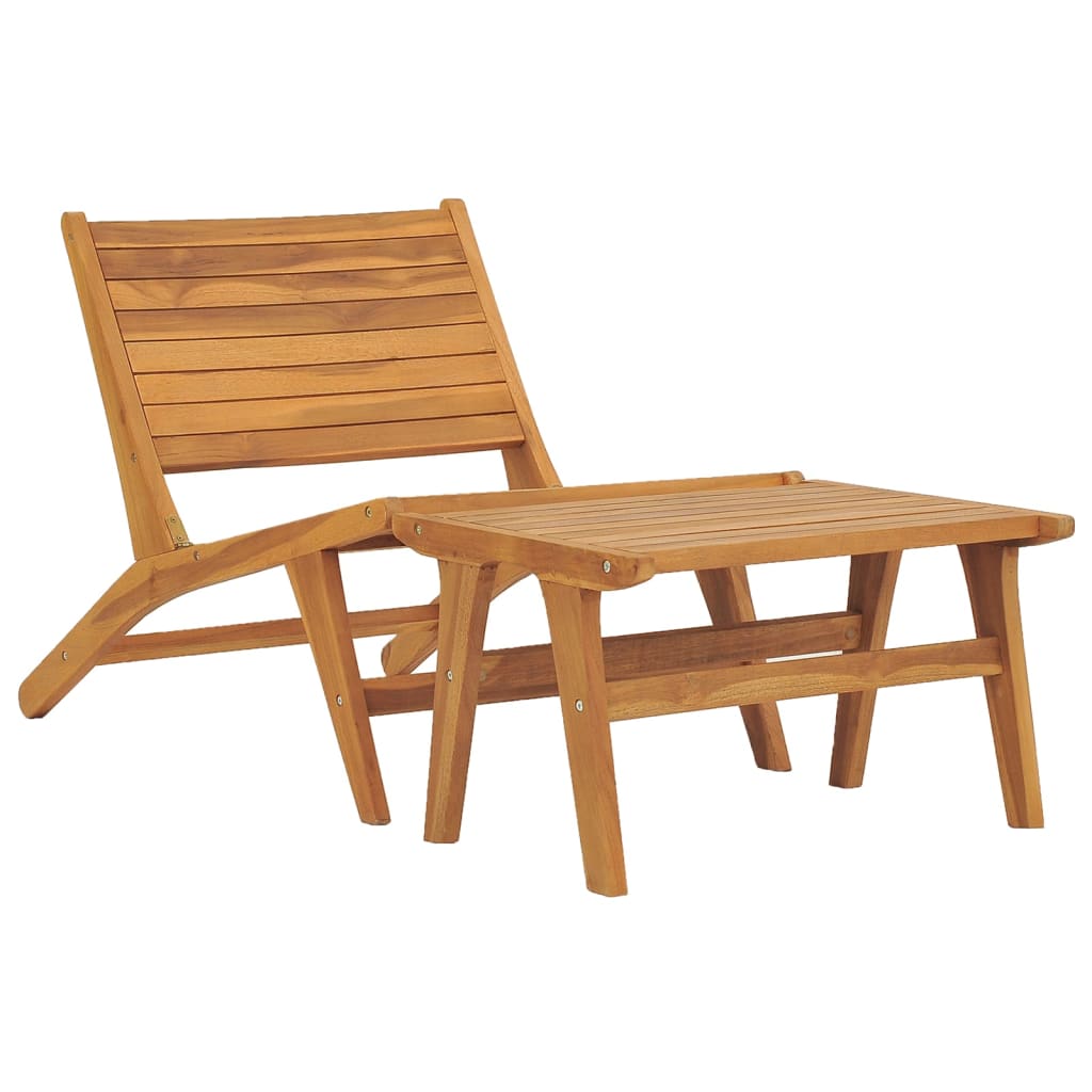 Chaise de jardin avec repose-pied Bois de teck solide