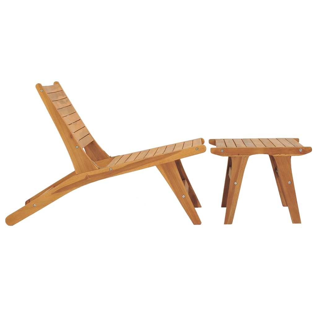 Chaise de jardin avec repose-pied Bois de teck solide