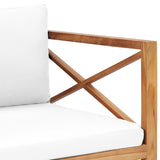 Chaise de jardin avec coussins crème Bois de teck solide