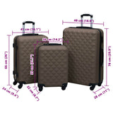 Ensemble de valises rigides 3 pcs Marron ABS