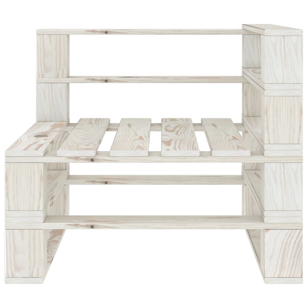 Canapé palette d'angle de jardin bois blanc